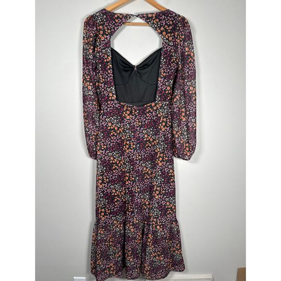 ASOS The Frolic Square Neck Midi Tea Dress With Mesh Sleeves Ditsy Floral Size 6 - Picture 8 of 13